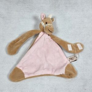 Maison Chic Horse Lovey Security Blanket Pacifier Holder Plush Pink Pony